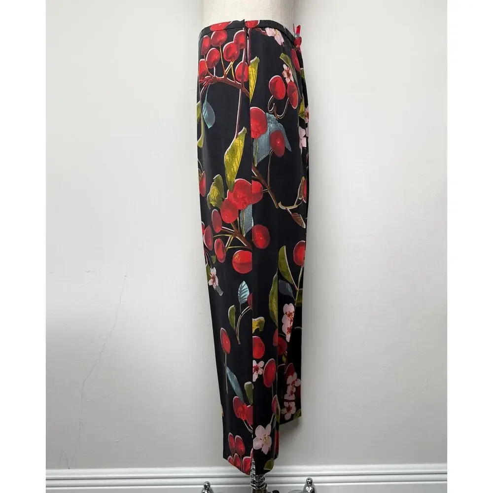 Vintage Hawaiian Kula Kula Silk Cherry Tropical Print Matching Set Summer